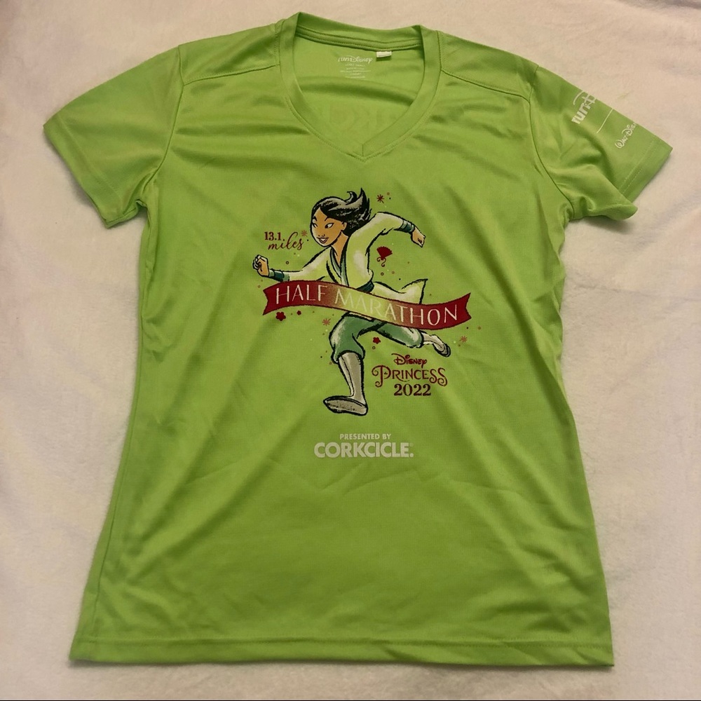 2022 runDisney Princess Half Marathon Green Mulan Race Tech Tee